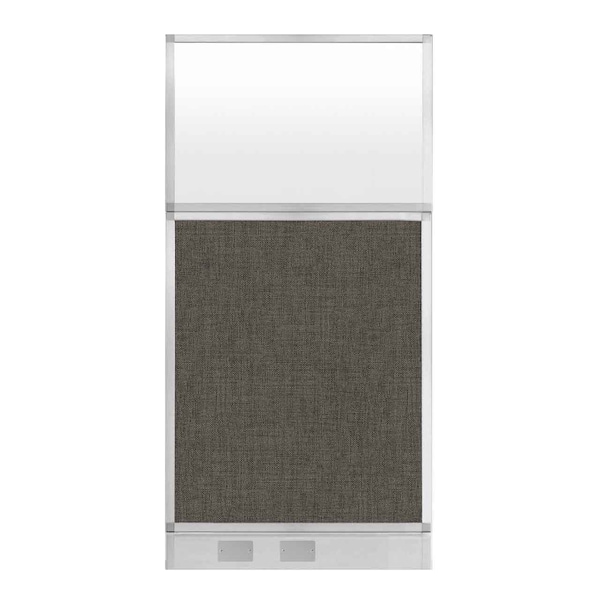 Hush Panel Cubicle Partition 3' x 6' W/ Window Mocha Fabric Frosted Window W/ Cable Channel